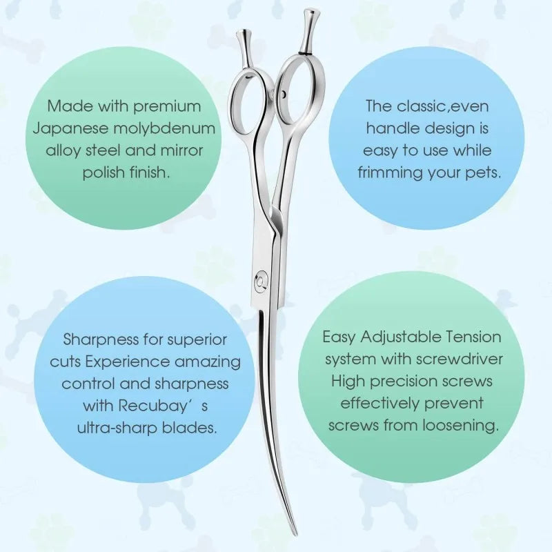 Curved Pet Grooming Scissors